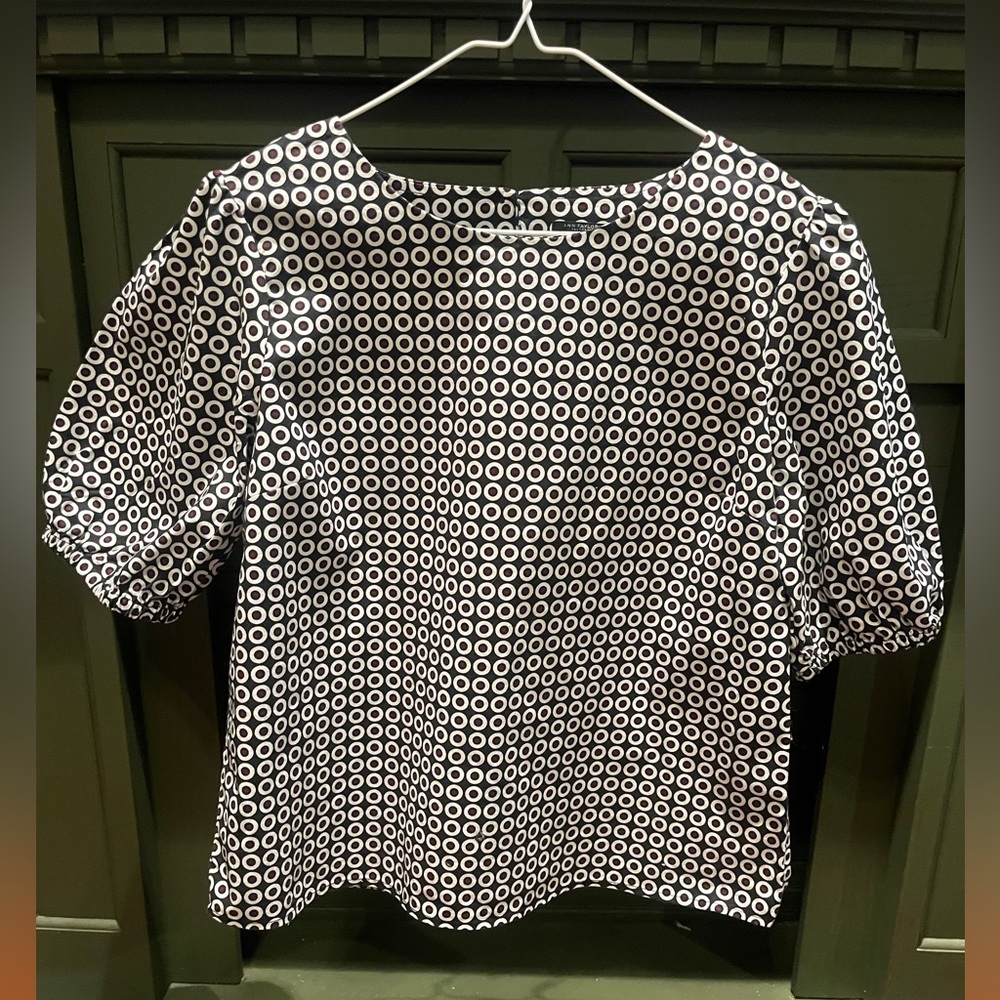 Ann Taylor Black and White and brown Patterned Blouse